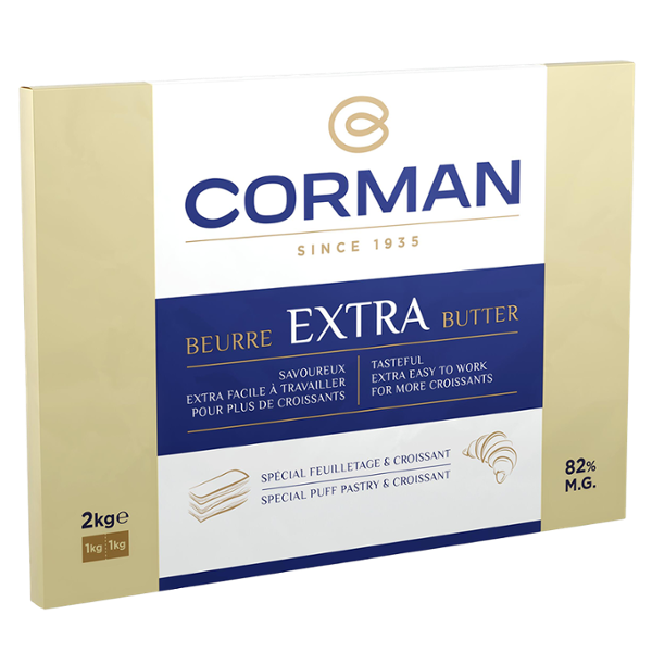 BEURRE CORMAN EXTRA LAMINAGE PLAQUE 2KG